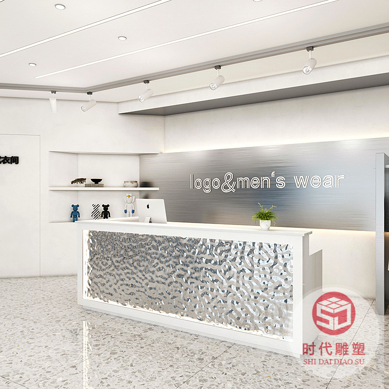 烤漆前臺公司接待咨詢臺迎賓創(chuàng)意辦公桌定制玻璃鋼現代美容院吧臺