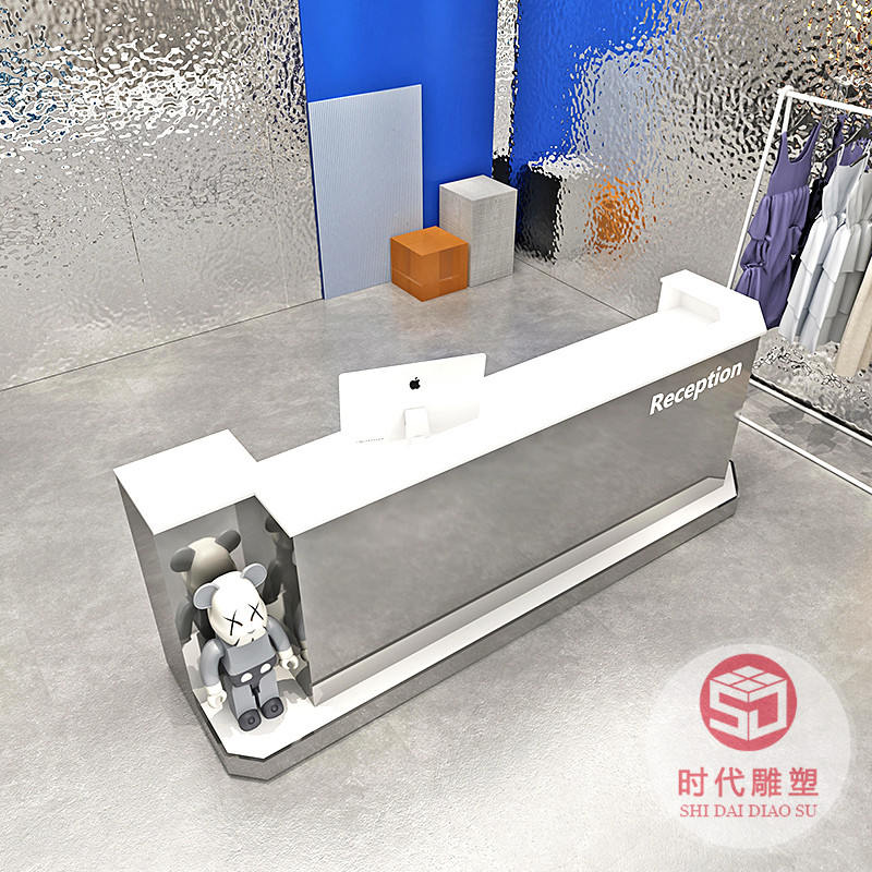 定制玻璃鋼前臺(tái)酒店接待臺(tái)商場收銀臺(tái)圓形大吧臺(tái)售樓部異形水吧臺(tái)