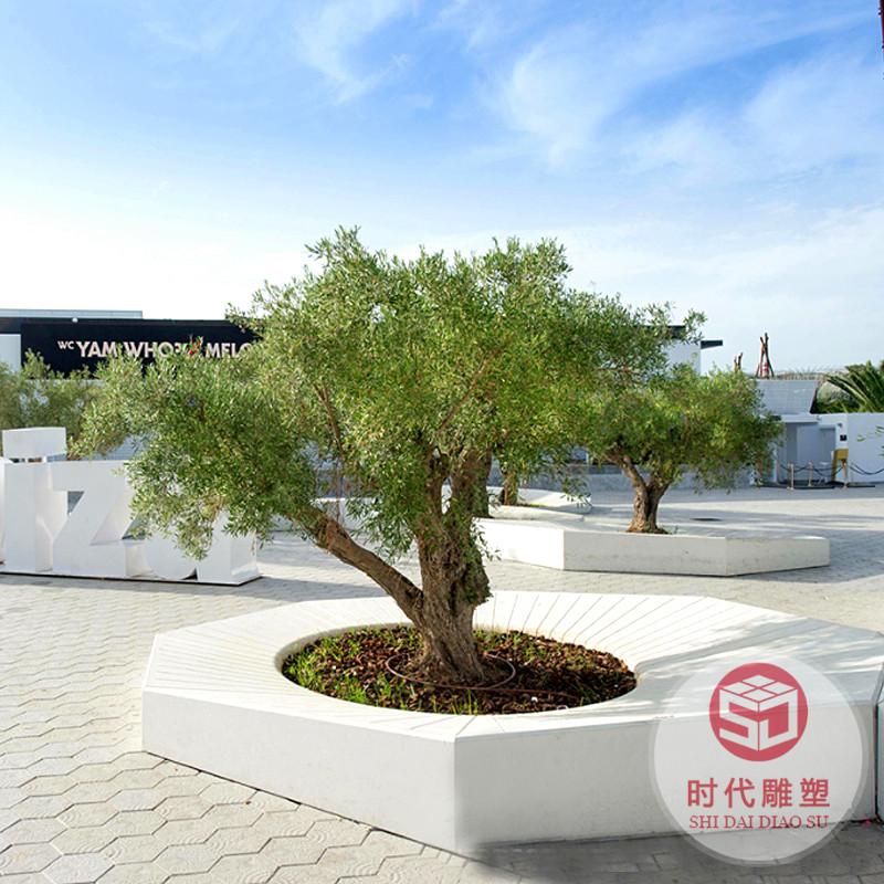 玻璃鋼異形樹池三角形花壇商業(yè)美陳戶外休閑椅機場擺件供應全國